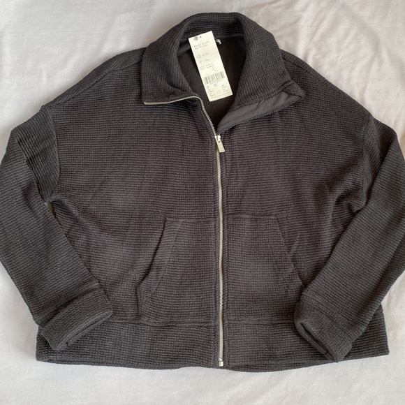 Sweaty Betty, Restful Bouclé Jacket, Black, boxy fit knit jacket size XL - Picture 6 of 10